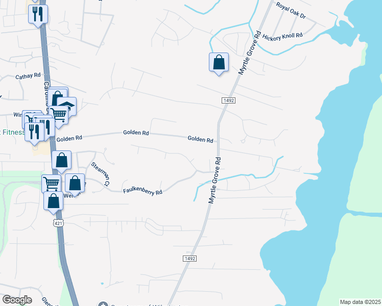 map of restaurants, bars, coffee shops, grocery stores, and more near 6902 Cedar Bluff Road in Wilmington