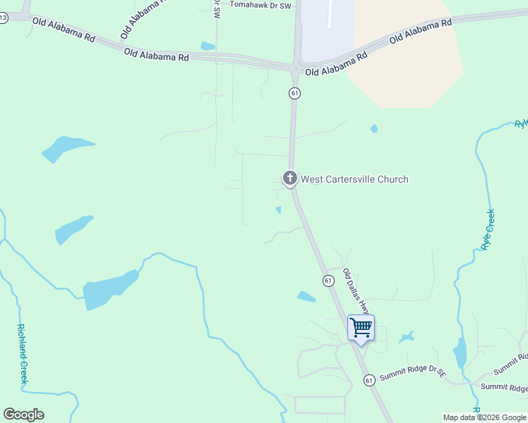 map of restaurants, bars, coffee shops, grocery stores, and more near 79 Wade Chaple Road in Cartersville