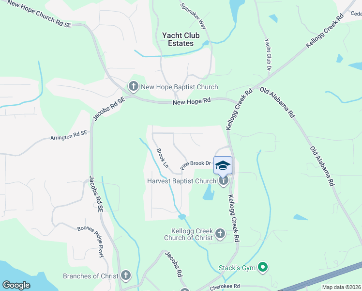 map of restaurants, bars, coffee shops, grocery stores, and more near 6183 Brookside Lane in Acworth