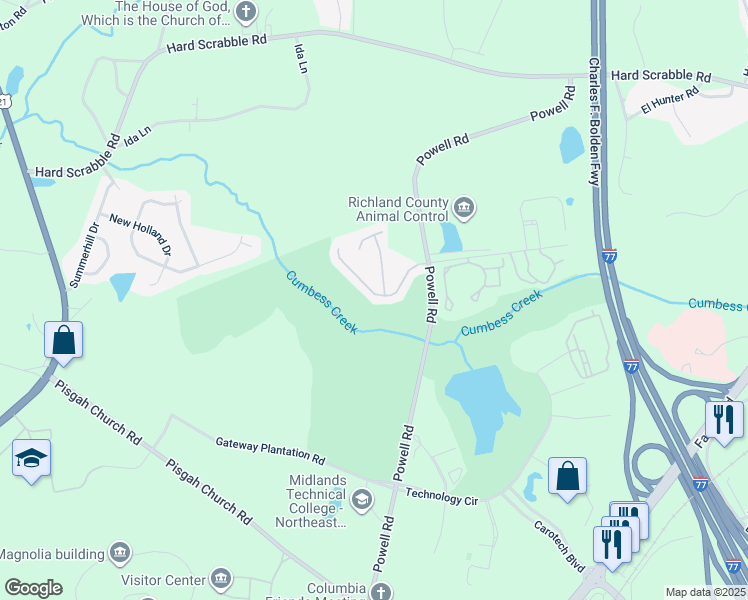 map of restaurants, bars, coffee shops, grocery stores, and more near 307 Eagles Drive in Columbia