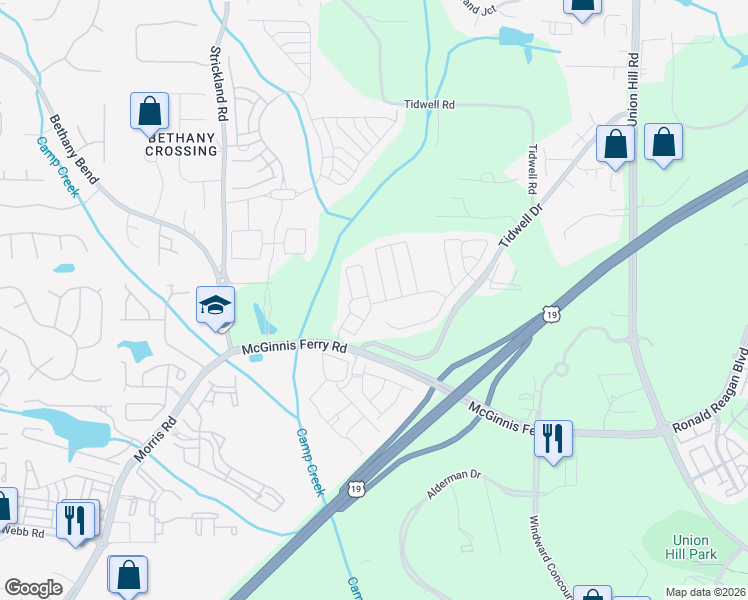 map of restaurants, bars, coffee shops, grocery stores, and more near 936 Wendlebury Court in Alpharetta