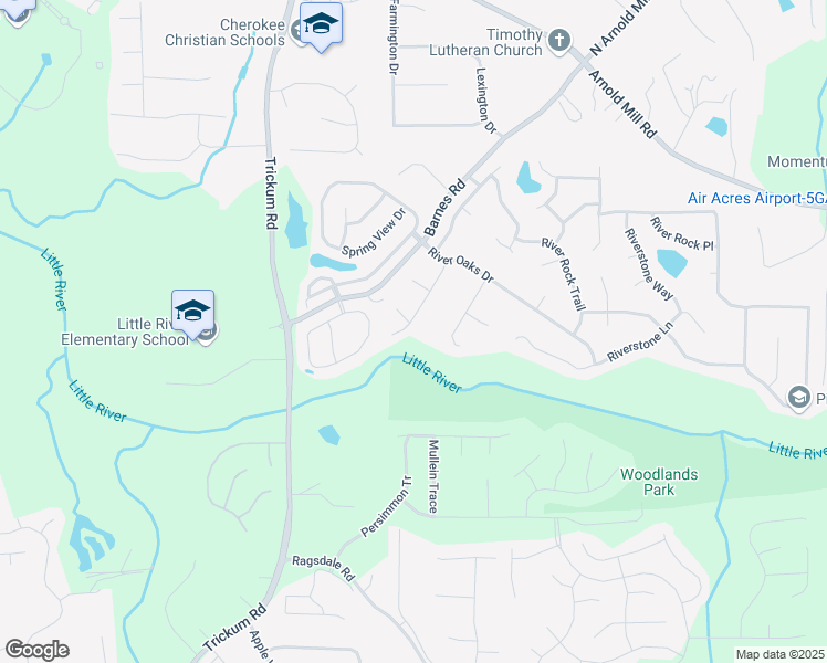 map of restaurants, bars, coffee shops, grocery stores, and more near 217 River Run in Woodstock