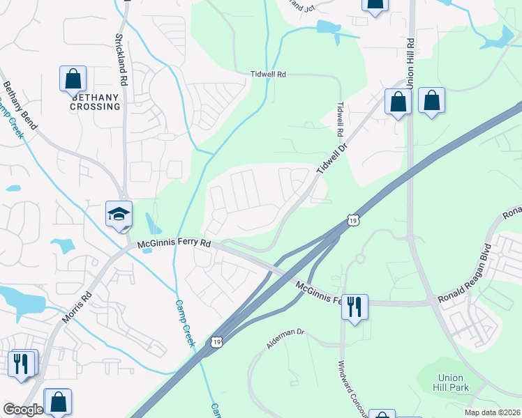 map of restaurants, bars, coffee shops, grocery stores, and more near 901 Bendleton Trace in Alpharetta