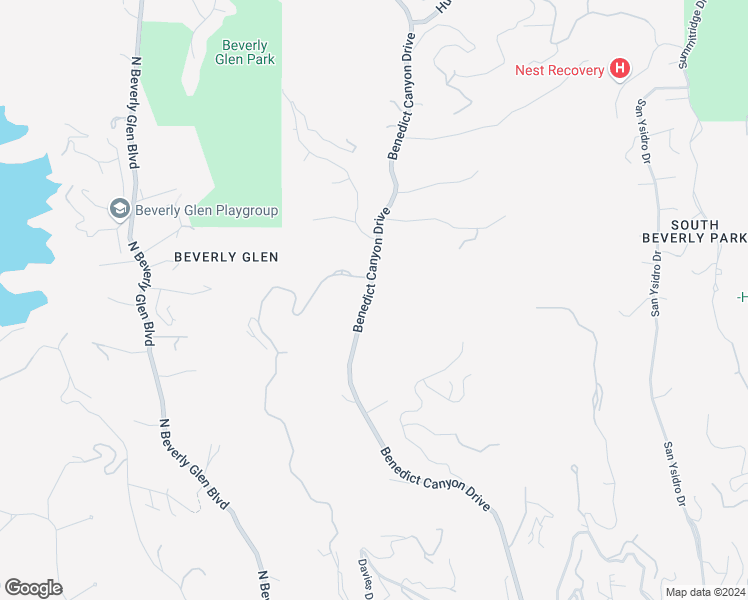 map of restaurants, bars, coffee shops, grocery stores, and more near 1944 Benedict Canyon Drive in Beverly Hills