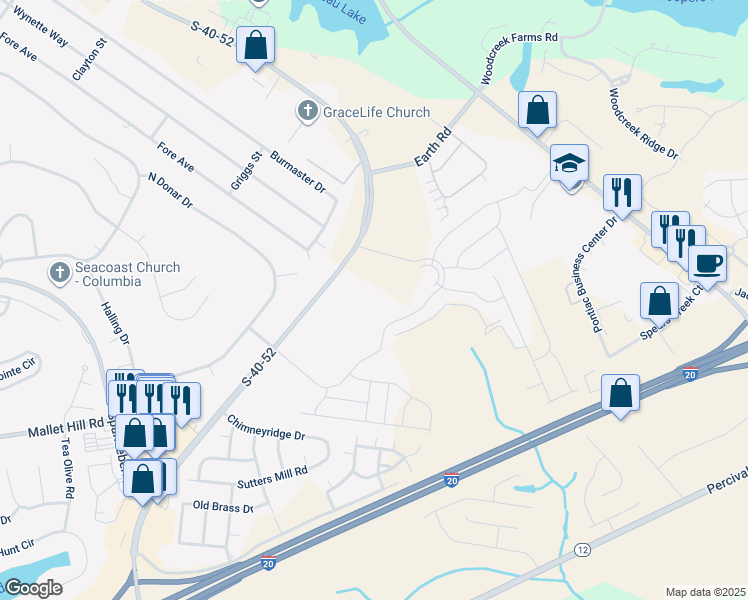 map of restaurants, bars, coffee shops, grocery stores, and more near 300 Clemson Road in Columbia