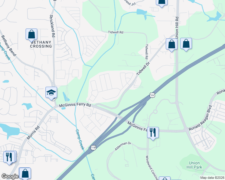 map of restaurants, bars, coffee shops, grocery stores, and more near 901 Bendleton Trace in Alpharetta