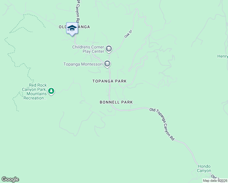 map of restaurants, bars, coffee shops, grocery stores, and more near 1372 Old Topanga Canyon Road in Topanga