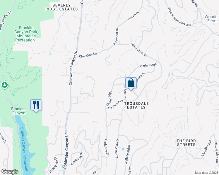 map of restaurants, bars, coffee shops, grocery stores, and more near 610 Arkell Drive in Beverly Hills