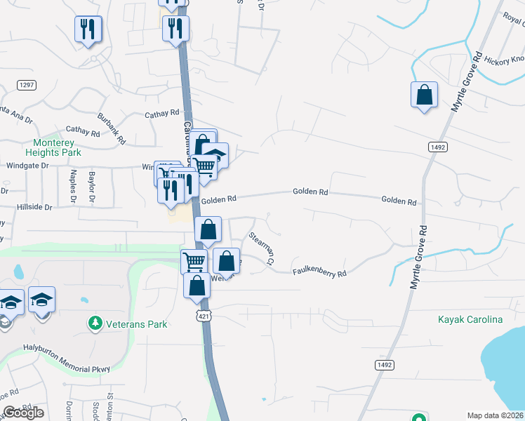 map of restaurants, bars, coffee shops, grocery stores, and more near 351 Golden Rd in Wilmington