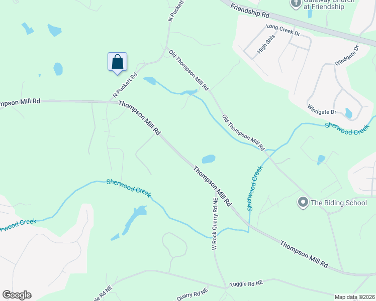 map of restaurants, bars, coffee shops, grocery stores, and more near 3361 Thompson Mill Road in Buford