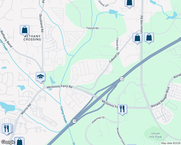 map of restaurants, bars, coffee shops, grocery stores, and more near 902 Prestwyck Court in Alpharetta