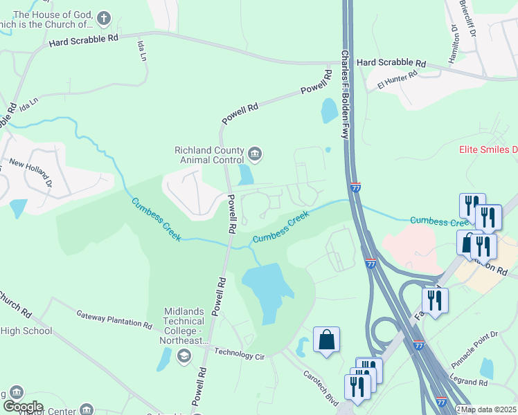 map of restaurants, bars, coffee shops, grocery stores, and more near 350 Finley Road in Columbia