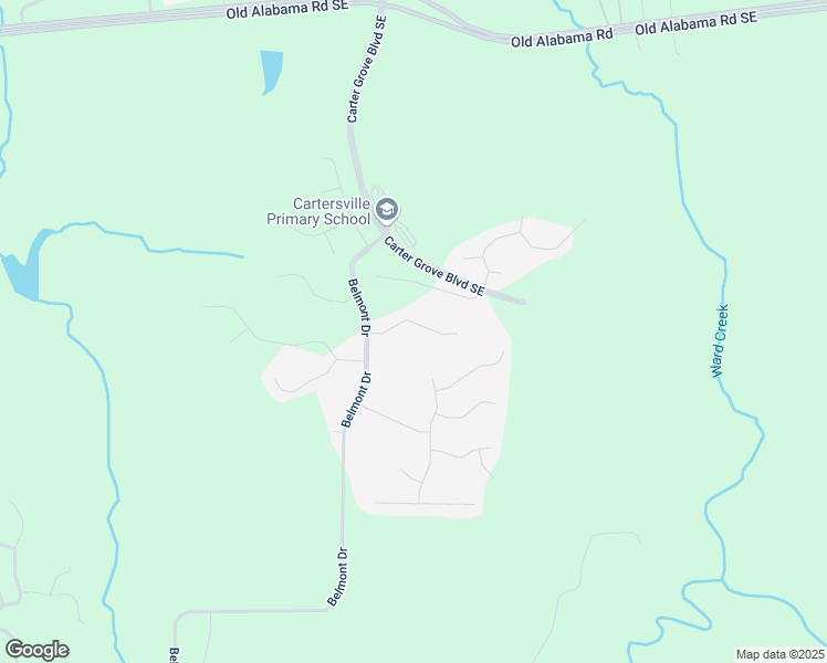 map of restaurants, bars, coffee shops, grocery stores, and more near 21 Rock Ridge Court in Cartersville