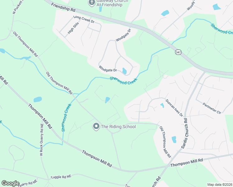 map of restaurants, bars, coffee shops, grocery stores, and more near 3069 Old Thompson Mill Road in Buford