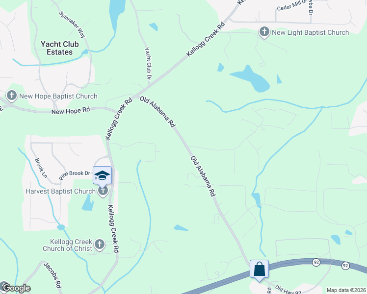 map of restaurants, bars, coffee shops, grocery stores, and more near 6233 Old Alabama Road in Acworth