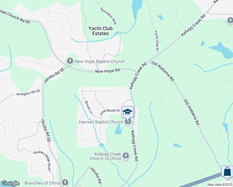 map of restaurants, bars, coffee shops, grocery stores, and more near 3396 Kellogg Creek Road in Acworth