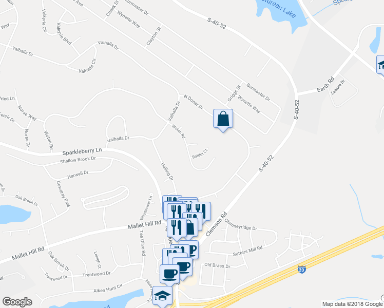 map of restaurants, bars, coffee shops, grocery stores, and more near 905 Wotan Road in Columbia