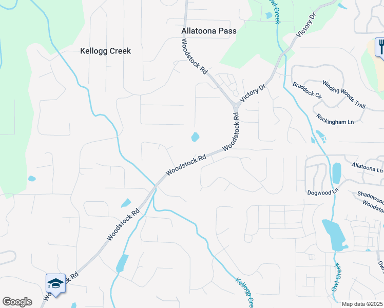 map of restaurants, bars, coffee shops, grocery stores, and more near 204 Valley Farm Court in Acworth