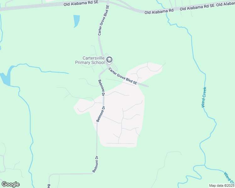 map of restaurants, bars, coffee shops, grocery stores, and more near 21 Rock Ridge Court in Cartersville