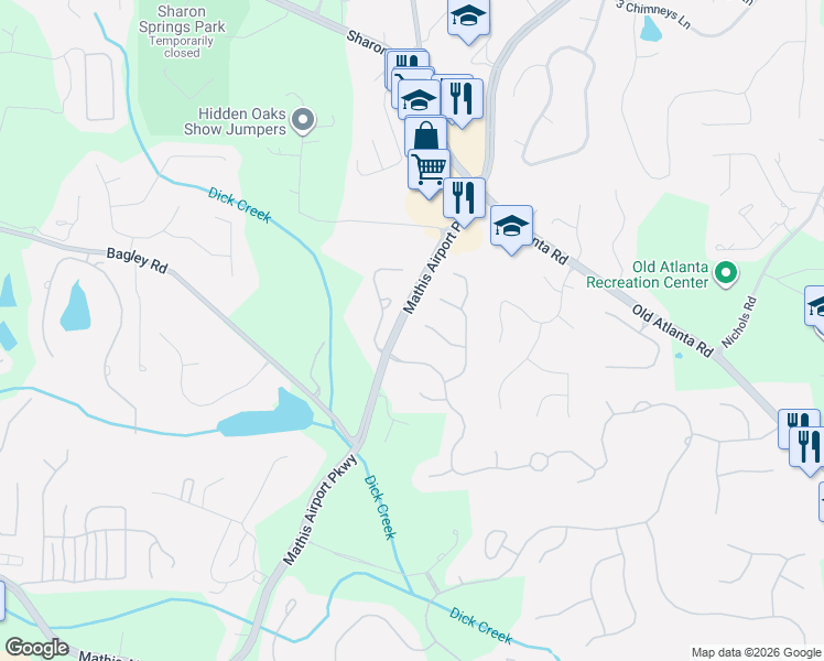 map of restaurants, bars, coffee shops, grocery stores, and more near 580 Tilbury Drive in Suwanee