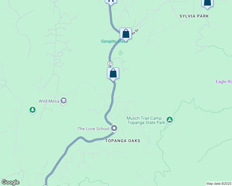 map of restaurants, bars, coffee shops, grocery stores, and more near 1234 North Topanga Canyon Boulevard in Topanga