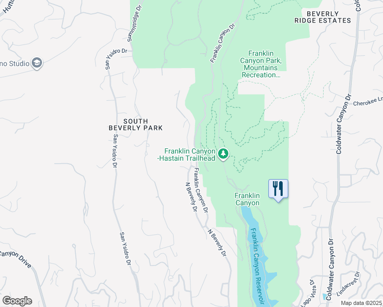 map of restaurants, bars, coffee shops, grocery stores, and more near 1952 North Beverly Drive in Beverly Hills