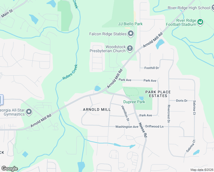 map of restaurants, bars, coffee shops, grocery stores, and more near 305 Arnold Mill Road in Woodstock