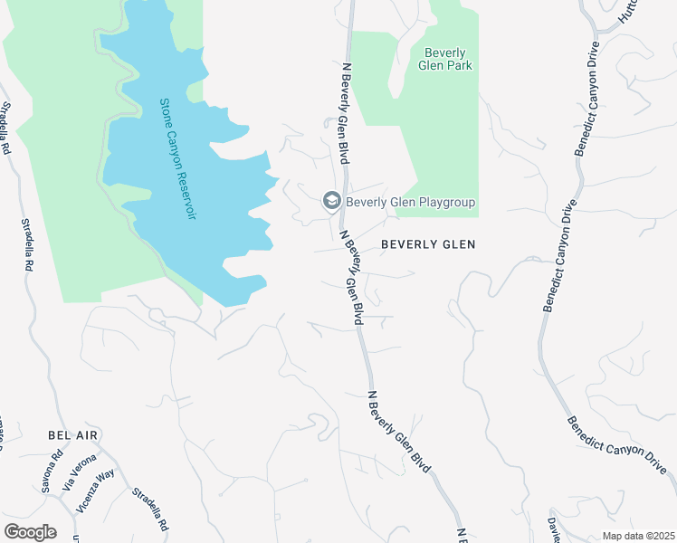 map of restaurants, bars, coffee shops, grocery stores, and more near Beverly Glen Boulevard in Los Angeles