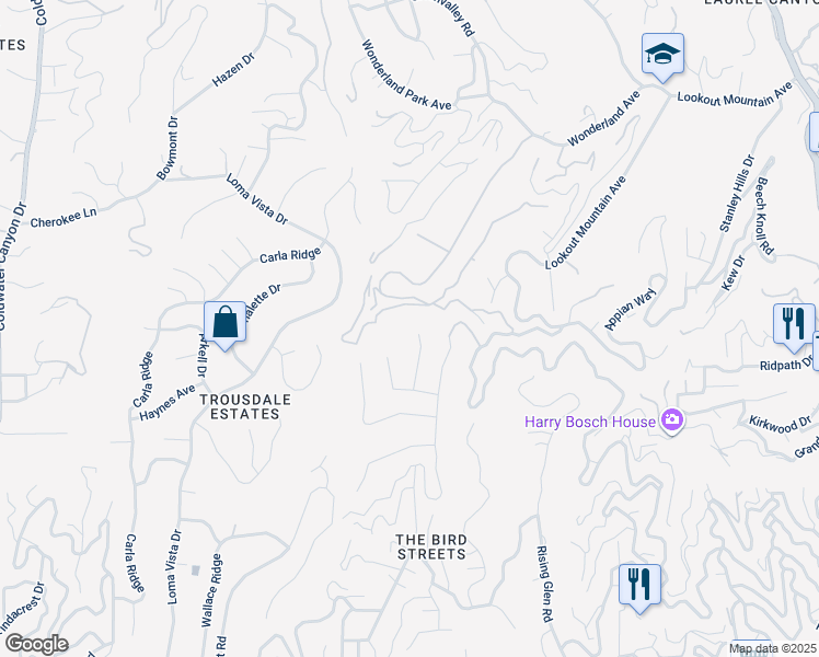 map of restaurants, bars, coffee shops, grocery stores, and more near 1865 Marcheeta Place in Los Angeles