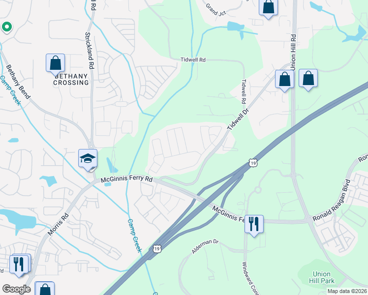 map of restaurants, bars, coffee shops, grocery stores, and more near 922 Prestwyck Court in Alpharetta