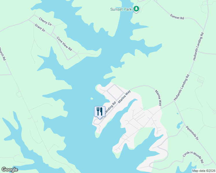 map of restaurants, bars, coffee shops, grocery stores, and more near 182 Point Circle Road in Prosperity