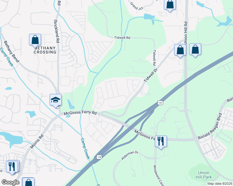 map of restaurants, bars, coffee shops, grocery stores, and more near 922 Prestwyck Court in Alpharetta