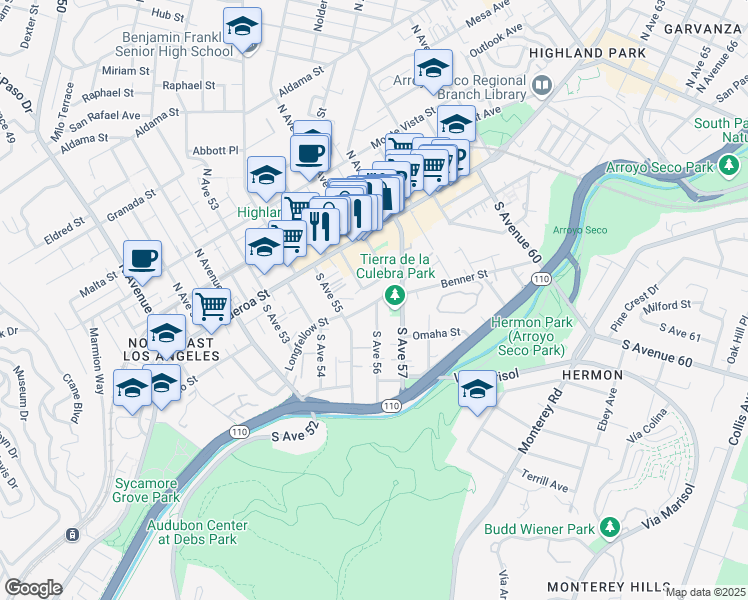 map of restaurants, bars, coffee shops, grocery stores, and more near 7 Media Drive in Los Angeles