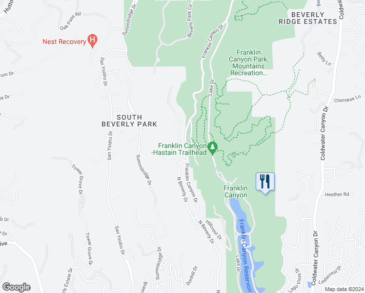 map of restaurants, bars, coffee shops, grocery stores, and more near 1952 North Beverly Drive in Beverly Hills