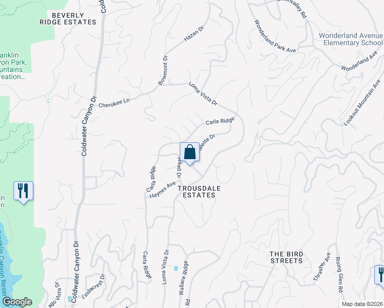 map of restaurants, bars, coffee shops, grocery stores, and more near 526 Chalette Drive in Beverly Hills