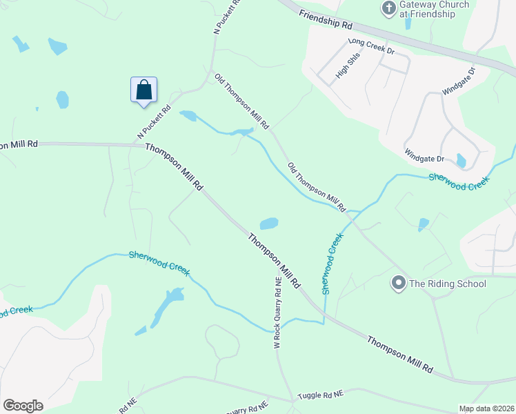 map of restaurants, bars, coffee shops, grocery stores, and more near 3361 Thompson Mill Road in Buford