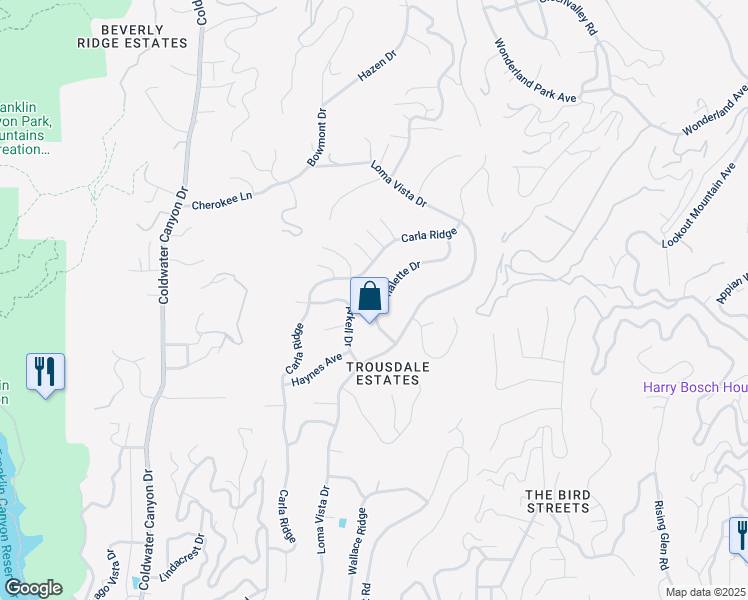 map of restaurants, bars, coffee shops, grocery stores, and more near 526 Chalette Drive in Beverly Hills