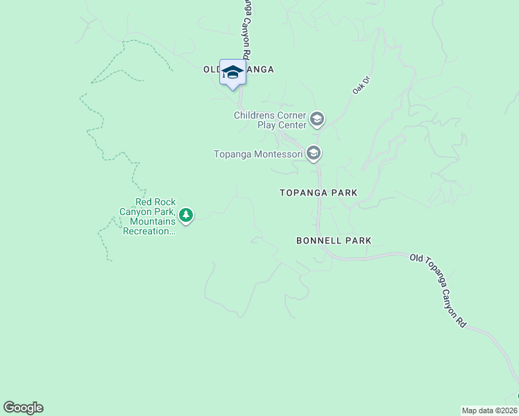 map of restaurants, bars, coffee shops, grocery stores, and more near 23403 Red Rock Road in Topanga