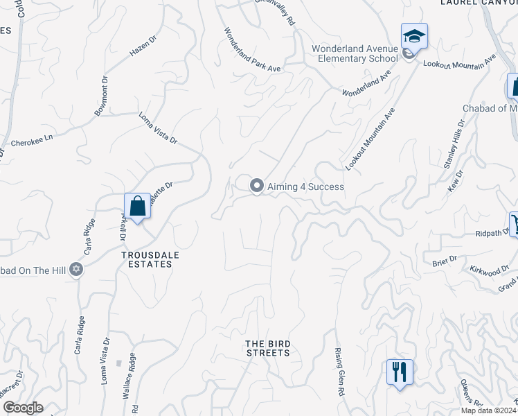 map of restaurants, bars, coffee shops, grocery stores, and more near 1871 Marcheeta Place in Los Angeles
