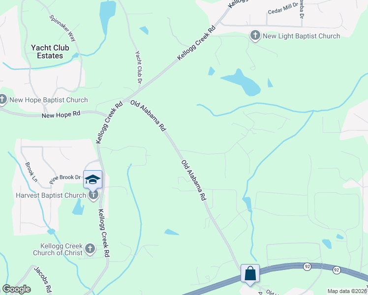 map of restaurants, bars, coffee shops, grocery stores, and more near 6233 Old Alabama Road in Acworth