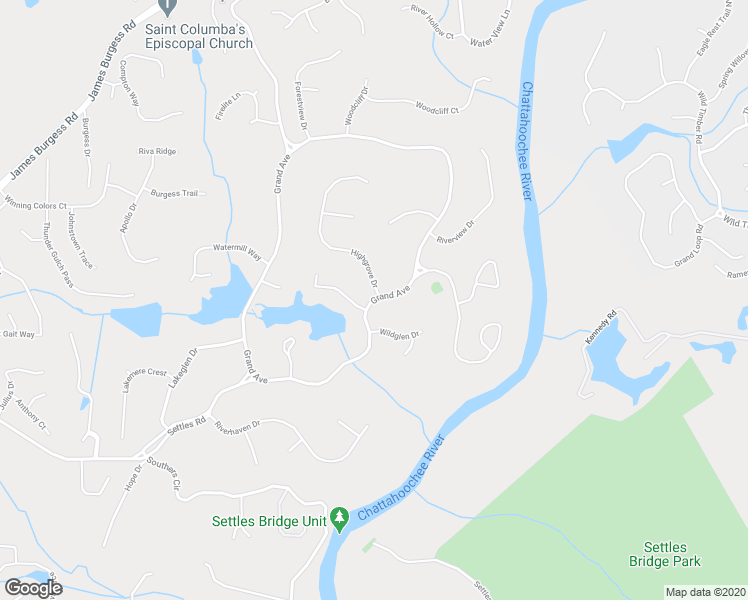map of restaurants, bars, coffee shops, grocery stores, and more near Grand Avenue in Suwanee