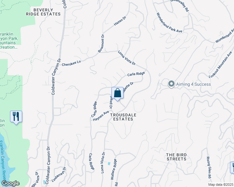 map of restaurants, bars, coffee shops, grocery stores, and more near 530 Chalette Drive in Beverly Hills
