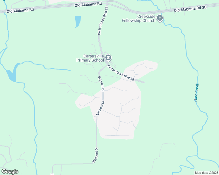 map of restaurants, bars, coffee shops, grocery stores, and more near 12 Rock Ridge Court in Cartersville