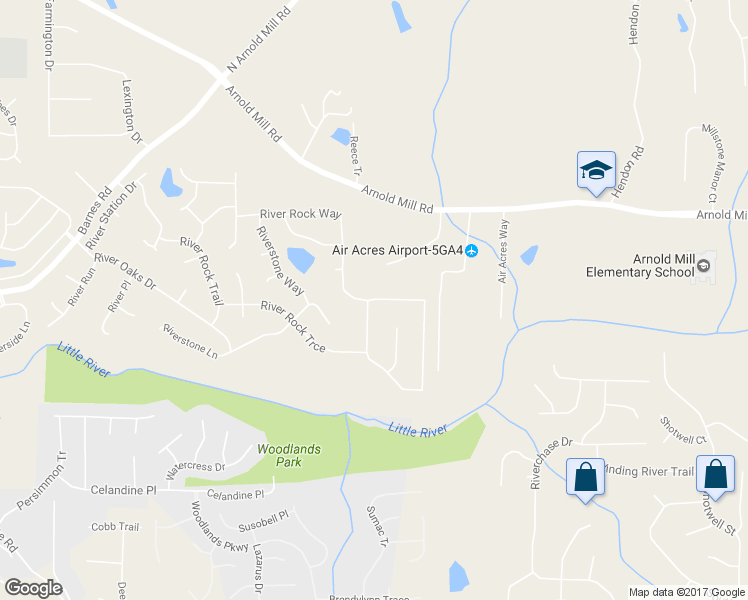 map of restaurants, bars, coffee shops, grocery stores, and more near 4627 Woodcreek Drive in Woodstock