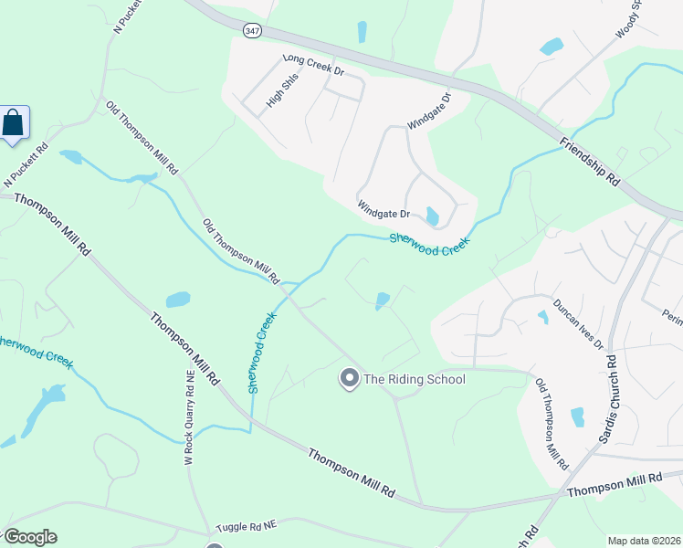 map of restaurants, bars, coffee shops, grocery stores, and more near 3255 Old Thompson Mill Road in Buford
