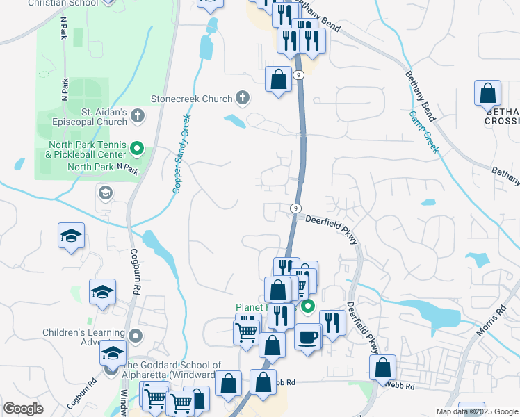 map of restaurants, bars, coffee shops, grocery stores, and more near 13468 Gardiner Lane in Milton