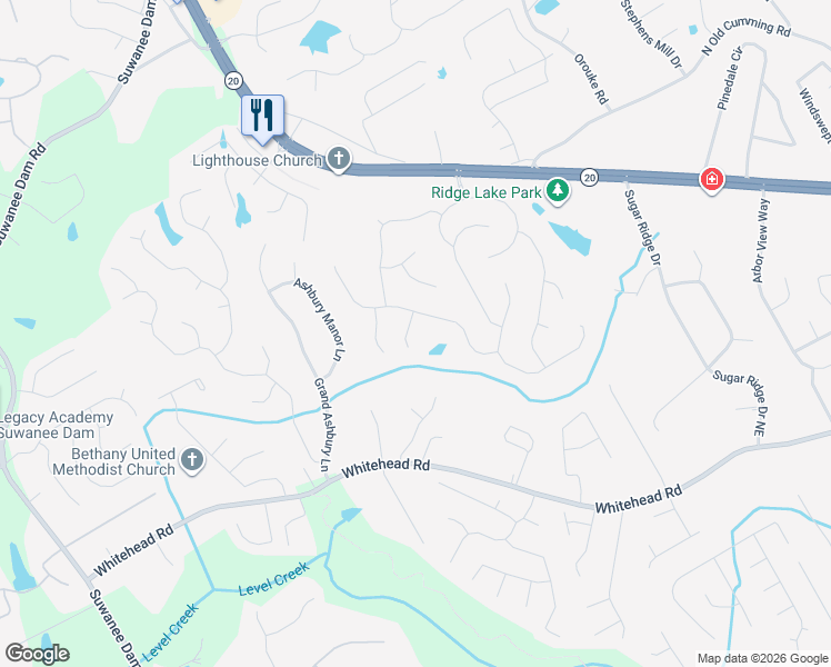 map of restaurants, bars, coffee shops, grocery stores, and more near 5431 Sweetgale Court in Buford
