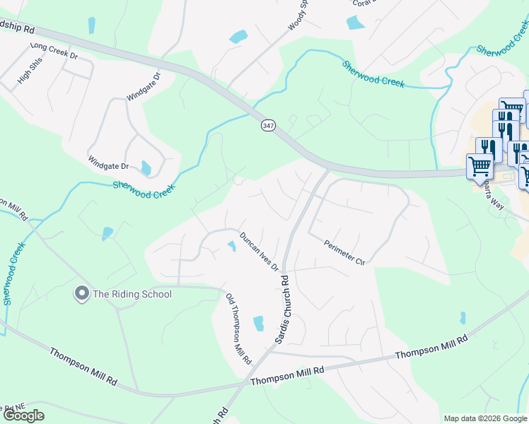 map of restaurants, bars, coffee shops, grocery stores, and more near 2945 Climbing Rose Street in Buford