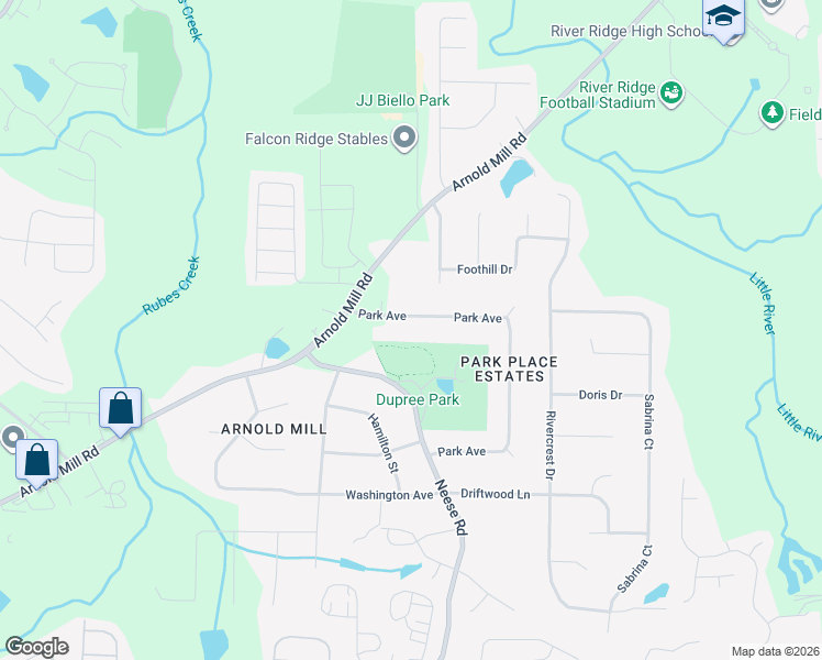 map of restaurants, bars, coffee shops, grocery stores, and more near 261 Park Avenue in Woodstock