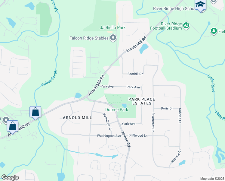 map of restaurants, bars, coffee shops, grocery stores, and more near 261 Park Avenue in Woodstock
